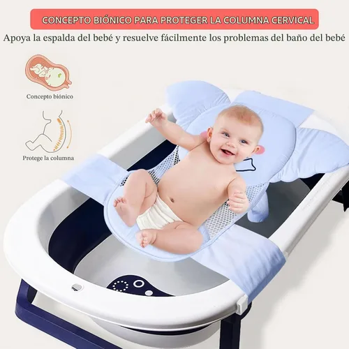 Vista 7 de AIR&TREE Red de Soporte para Asiento de Baño para Bebé, Secado Rápido, Ajustable, Cómoda, Antideslizante, Cabestrillo de Malla para Ducha en Bañera