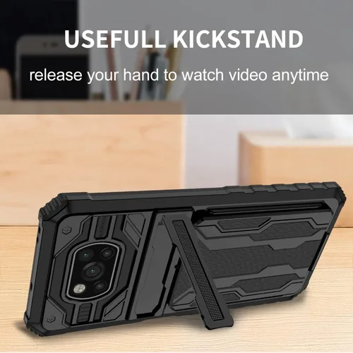 Vista 5 de Funda de teléfono para Xiaomi Poco X3 NFC/Poco X3 Pro/Poco X3 con protector de pantalla, cartera desmontable titular de tarjeta de crédito Soporte