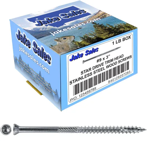 Vista 45 de Jake Sales Tornillo de madera multiusos con revestimiento de bronce de 1-5/8 pulgadas, cabeza torx/Star Drive Trim Head
