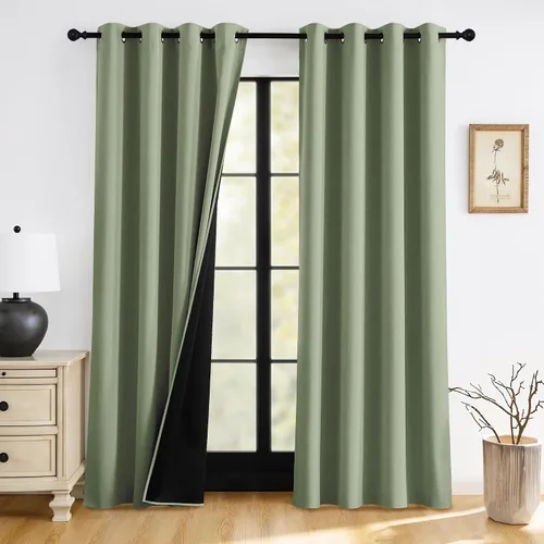 Vista 42 de RYB HOME Cortinas 100% opacas de 63 pulgadas de largo, cortinas de ventana de eficiencia energética y reducción de ruido para dormitorio, sala