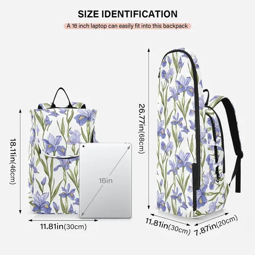 Vista 3 de Tennis and Badminton Bag Large Storage Iris Flowers 3 Rackets Badminton Racket Bag for Teen Boys Girls Men Women bolsos para raquetas