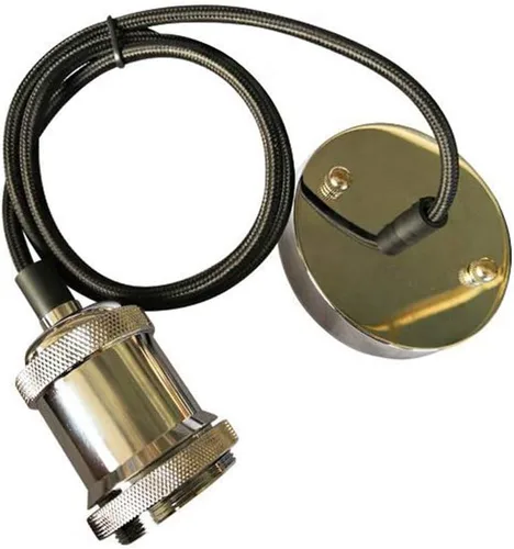 Vista 5 de Kit de luz colgante vintage estilo industrial retro moderno E27 Base lámpara titular de tela cable de techo rosa colgante cable luz conjunto Negro
