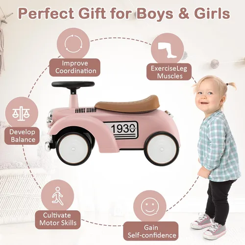 Vista 9 de OLAKIDS Auto de Empuje para Montar, Juguete Deslizante de Pie al Suelo para Niños Pequeños con Volante, Bocina, Almacenamiento Debajo del Asiento