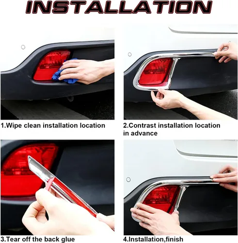 Vista 4 de x xotic tech 2 piezas durables impermeables cromadas plateadas parachoques trasero reflector luz antiniebla cubierta cubierta compatible con Toyota
