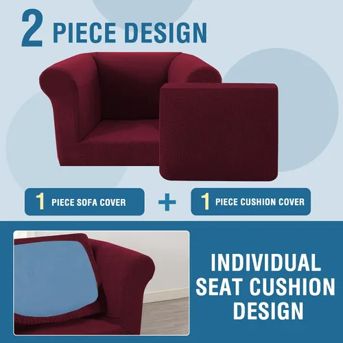 Vista 5 de Funda para silla Chesterfield de 2 piezas para sofá de 1 cojín, fundas para silla de brazo alto, 1 asiento, alta elasticidad, lavable, protector