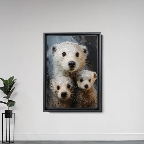 Vista 6 de Fox Mother Cub Print, In The Style Of Stencil,Based, Ivory, Kids Wall Art, Kids Wall Art Display, Mom And Baby Animal Art Print, Canvas, Art Decor