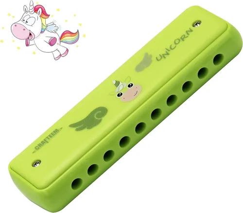 Vista 10 de Crafteem Armónica de blues colorida, clave de do para niños, niños pequeños, principiantes, instrumento musical de juguete con 10 agujeros y 20 tonos
