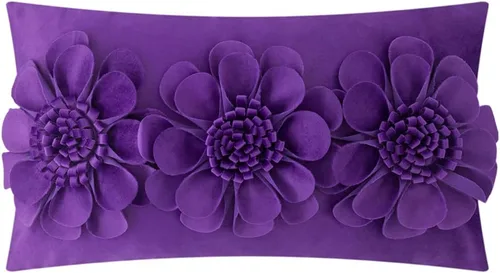 Vista 20 de JWH - Funda de almohada de flores 3D, terciopelo, rosa brillante, 12 x 20 pulgadas Acento decorativo de girasol, diseño floral lumbar, cama
