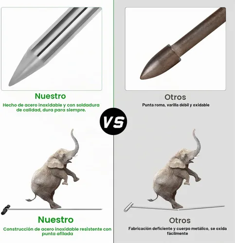 Vista 3 de Varilla de Sonda de Suelo, Varilla de Sonda de Tanque Séptico de 32"-48", Sonda de Tubería Beseetop Hecha de Acero Inoxidable con Mango en T Aislado
