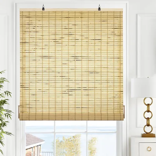 Vista 17 de LazBlinds Persianas de Bambú sin Cordón, Cortinas Enrollables para Ventanas, Persianas Colgantes con Filtro de Luz para Ventanas, Cortinas de Bambú