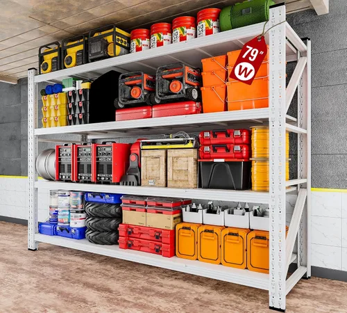 Vista 13 de Estantería de garaje resistente de 2000 libras, estantes de almacenamiento de 40 pulgadas de ancho y 20 pulgadas de profundo, estantes de metal