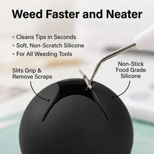 Vista 3 de iVyne Berry Suctioned Vinyl Weeding Scrap Collector & Holder para herramientas de deshierbe para vinilo - Negro