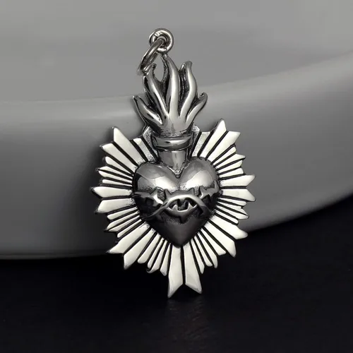 Vista 3 de Collar o colgante con dos tazas de corazón sagrado