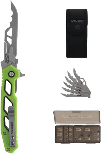 Vista 10 de Schrade Enrage Phantom Cuchillo de hoja reemplazable con mango de fibra de carbono, clip de bolsillo y bloqueo de marco para EDC, transporte diario