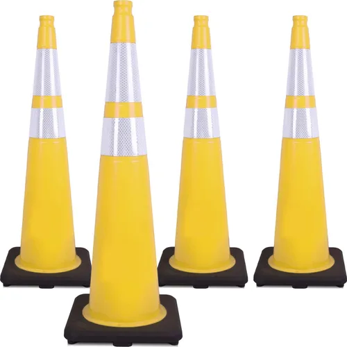 Vista 26 de Conos de Tráfico de PVC Naranja/Verde Fluorescente, Cono de Estacionamiento con Base Negra Pesada Estructuralmente Estable Resistente a