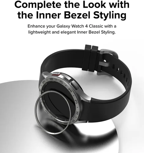 Vista 4 de Ringke Estilo de bisel interior compatible con Samsung Galaxy Watch 4 Classic 1.654 pulgadas, acero inoxidable antiarañazos anillo interior bisel