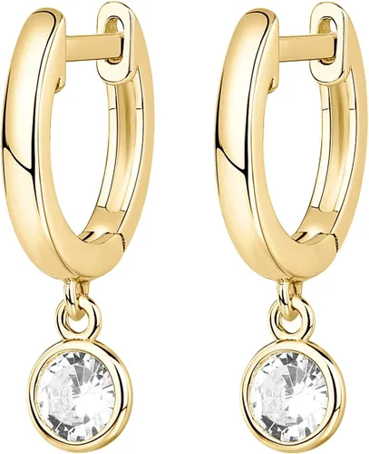Vista 3 de PAVOI Aretes colgantes de plata de ley S925 chapados en oro de 14 quilates para mujer, adorno religioso cruz, mal de ojo, trébol, celta, aretes