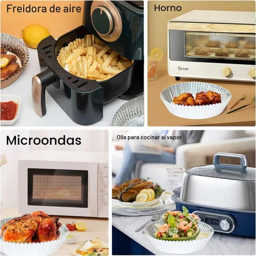 Vista 6 de Trazadores de líneas de la freidora de aire del papel de aluminio 100pcs, forro de papel desechable de la freidora