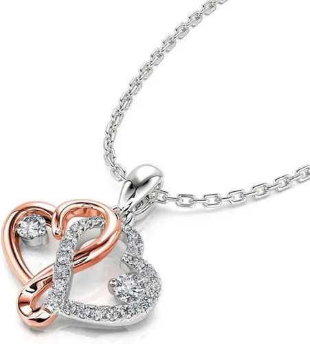 Vista 3 de Jeulia Collar de corazón de diamante de plata de ley infinito doble corte de corazón infinito colgante de amor de cristal transparente granate