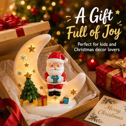 Vista 6 de Luces nocturnas de Navidad, 2027 nueva figura de luna de Papá Noel con luz Muñeco de nieve