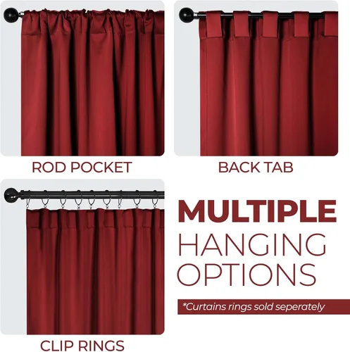 Vista 14 de BLUENILEMILLS Paneles de cortinas opacas para oscurecer la habitación con bolsillo para barra/pestañas traseras, cortinas perfectas para ventanas