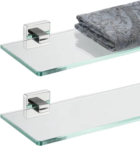 Vista 16 de JQK Estante de baño de vidrio dorado, vidrio templado para almacenamiento en la ducha de 8 por 5 pulgadas, acero inoxidable 304 dorado cepillado