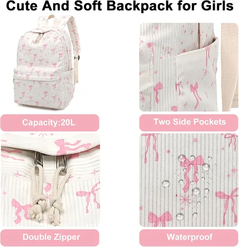 Vista 5 de BTOOP Mochila escolar para adolescentes, mochila grande de pana ligera, para niñas, niños, casual, escuela secundaria, universidad, Mochilas Daypack