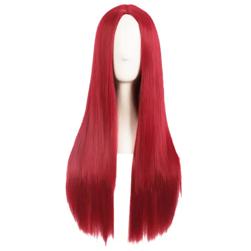 Vista 6 de MapofBeauty - Peluca sintética larga especial para mujer, de 28 pulgadas (70 cm), cabello lacio, color negro