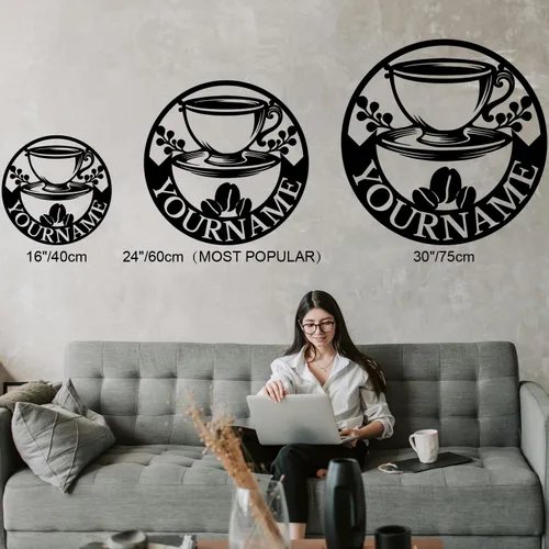 Vista 6 de Letreros metálicos con nombre de barra de café personalizados, letrero de metal de la casa de café soldado, letreros de cobertizo personalizados