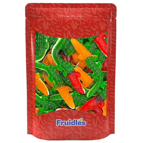 Vista 4 de Fruidles Gomitas de cocodrilos, deliciosas gomitas de sabores de frutas multicolor (4.4 libras)
