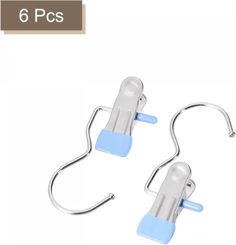 Vista 13 de uxcell Clips de lavandería con gancho, perchas de metal para botas cromadas, color negro, 4.488 in, 6