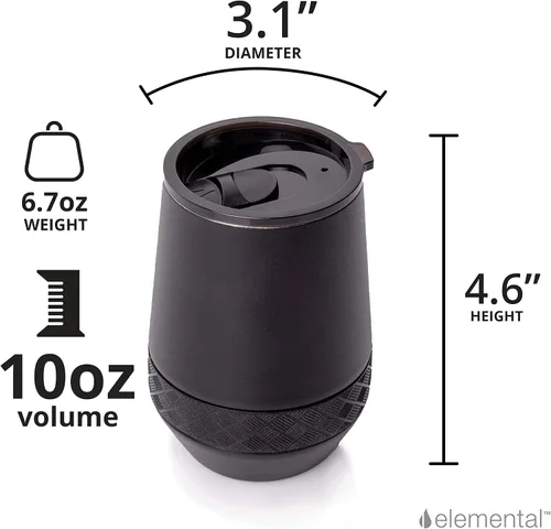 Vista 4 de Elemental Vaso de Vino Recess - Taza de Café de Acero Inoxidable con Triple Pared Aislante para Bebidas Calientes y Frías - Taza Portátil con Tapa