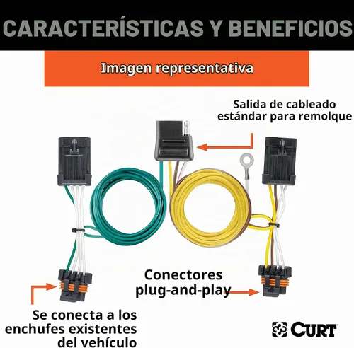 Vista 2 de CURT 55344 – Arnés de cableado de remolque de 4 pines personalizado para el lado del vehículo, Compatible con vehículos selectos Ford, Lincoln
