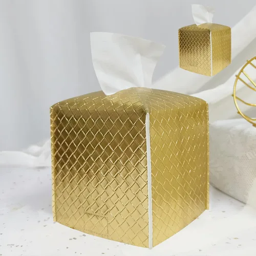 Vista 13 de HOMOTEK Paquete de 2 fundas para caja de pañuelos, soporte cuadrado de piel sintética, organizador de papel decorativo para baño, mesitas de noche