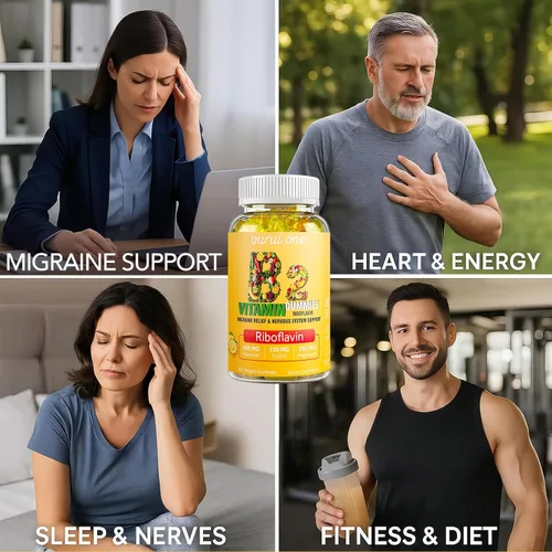 Vista 6 de Gomitas de vitamina B2 de 400 mg Riboflavina 400 mg con CoQ10 150 mg, magnesio 200 mg Vitamina B2 400 mg para niños y adultos, sistema nervioso