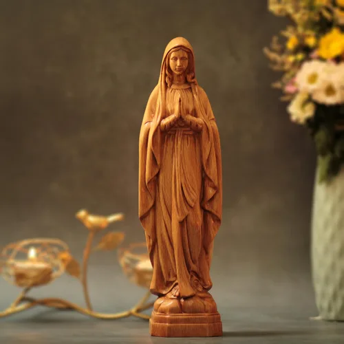 Vista 2 de 11.8 Inches Our Lady of Lourdes Catholic Icons Handmade Our Lady Statue Religious Gifts Our Lady of Guadalupe Catholic Art Mothers Day Gifts