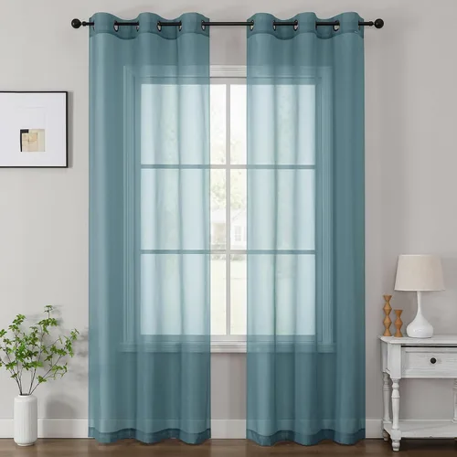 Vista 9 de OWENIE Cenefa transparente con ojales negros para ventanas, 2 paneles de 52