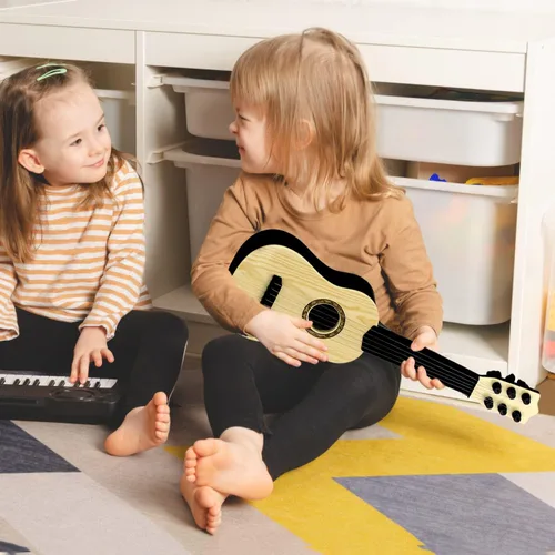 Vista 2 de Guitarra de juguete para niños de 6 cuerdas, guitarra de 17 pulgadas para bebés, linda rima, instrumento musical educativo de desarrollo para niños