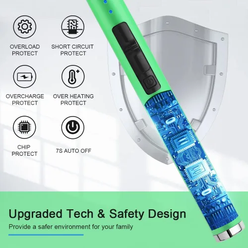 Vista 4 de SUPRUS Encendedor fluorescente que brilla en la oscuridad, encendedor USB, recargable, resistente al viento, tamaño de bolsillo para velas, cocinas