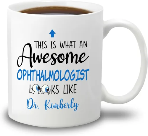 Vista 21 de Taza de café personalizada para oftalmólogo con texto en inglés "Thank You For Being An Awesome Oftalmologist", taza de café personalizada