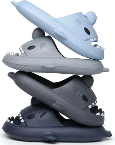 Vista 4 de Sandalias de tiburón para hombre y mujer, novedosas sandalias de verano con punta abierta, antideslizantes, para playa, piscina, ducha con suela