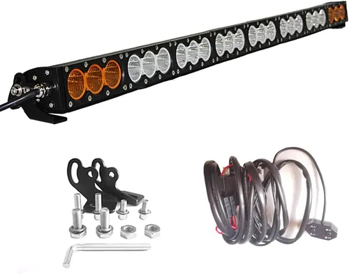 Vista 11 de AngelMa Barra de Luz LED de 12 Pulgadas 60W Ámbar Súper Brillante Spot Todoterreno de Una Sola Fila IP68 Impermeable para Cualquier Automóvil Camión