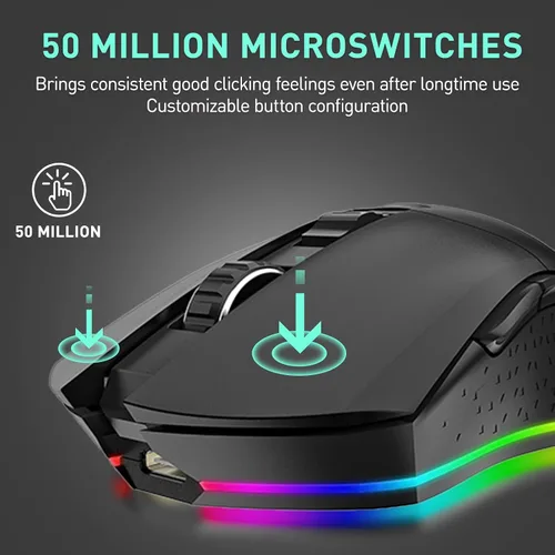 Vista 5 de DAREU EM901X - Mouse inalámbrico para juegos con base de carga RGB recargable, 12K DPI, 6 botones programables, sensor de alta precisión [300IPS]