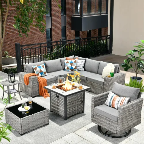 Vista 35 de HOOOWOOO Outdoor Patio Sectional Furniture Sofa Set with Widened Armrest,6 Piece Small Modern Wicker Couch,Modular L Shaped Conversation Seating Set