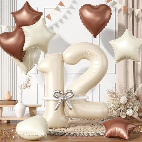 Vista 71 de Globos dorados de color champán con el número 11, globos de oro claro, globo de aluminio dorado con forma de corazón con estrella y globo largo