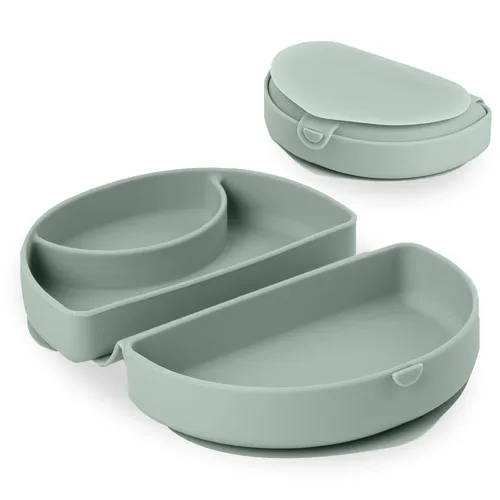 Vista 12 de Miniware Fold & Scoop - Juego de alimentación para bebés, plato de silicona para bebé con succión y cuchara para bebé, compacto, portátil, apto
