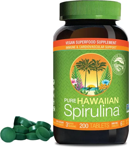 Vista 12 de Nutrex Hawaii Gomitas de espirulina hawaiana pura, sin azúcar, superalimento vegano más vitamina D3, cultivado en granja en Kona, sin OMG, 60