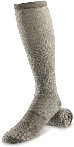 Vista 2 de Calcetines de 16 pulgadas para hombre, mezcla de lana merina, absorben la humedad, largos, pantorrilla media, 6 pares