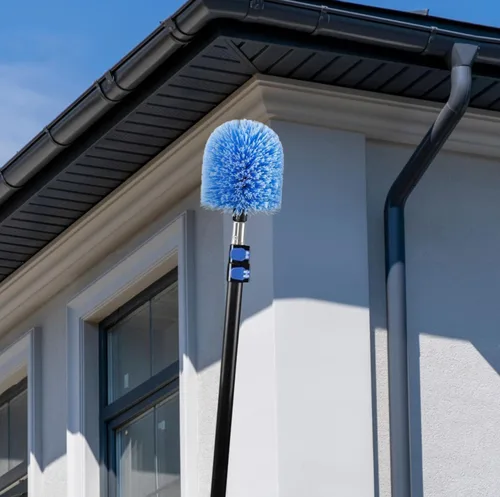 Vista 9 de Cabezal de plumero Webster para poste, cepillo removedor de telaraña, accesorio de cabezal de plumero de telaraña, se adapta a postes roscados Azul