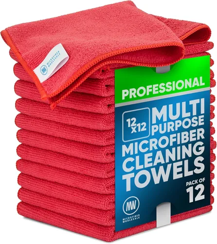 Vista 12 de Paños de limpieza de microfibra Pro multisuperficie de 12 x 12 pulgadas Negro - Paquete de 12 Toallas de microfibra premium para limpiar vidrio